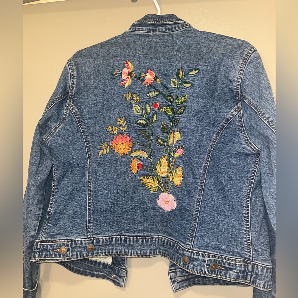 floral embroidered denim jean jacket